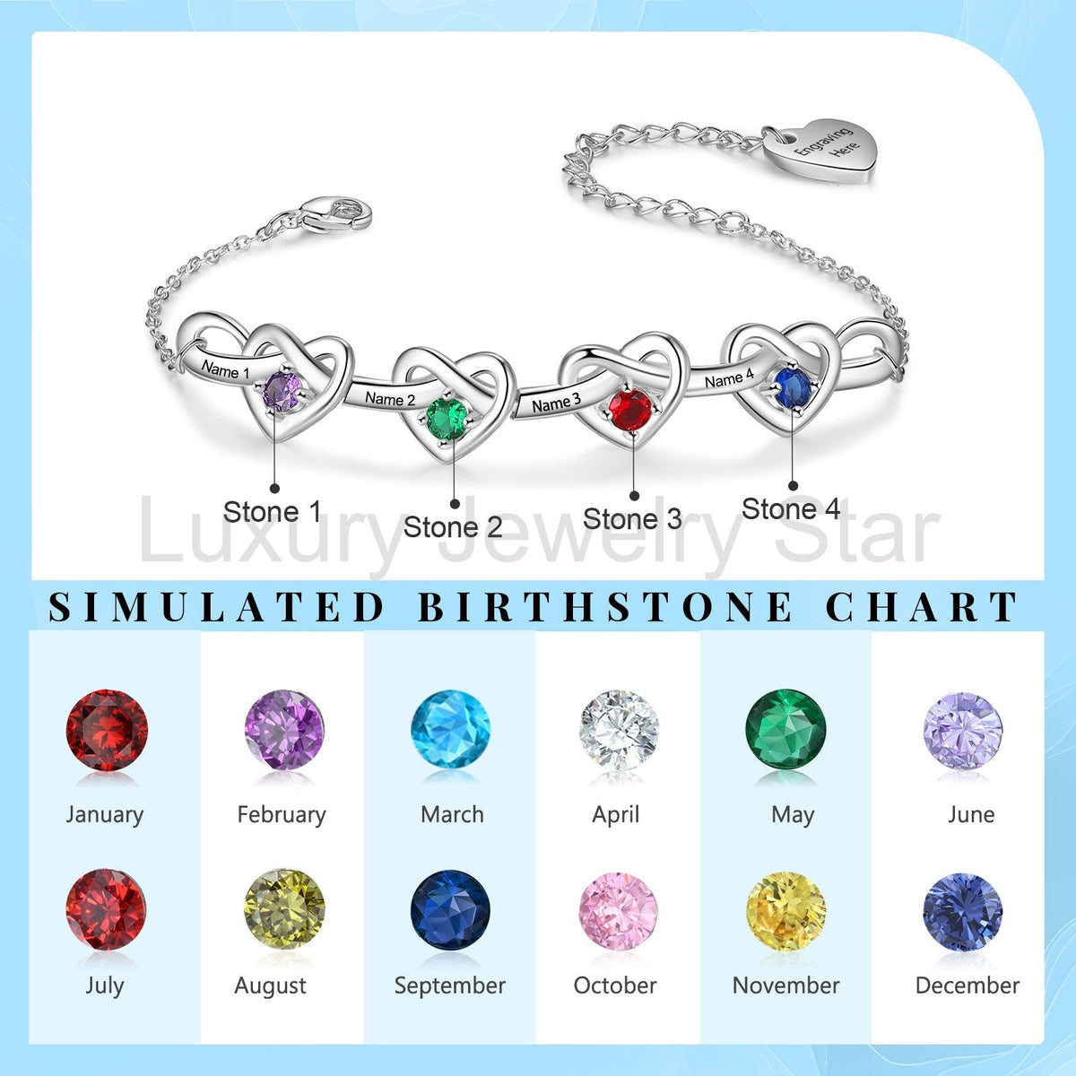 Custom Birthstone Heart Bracelet - image 10