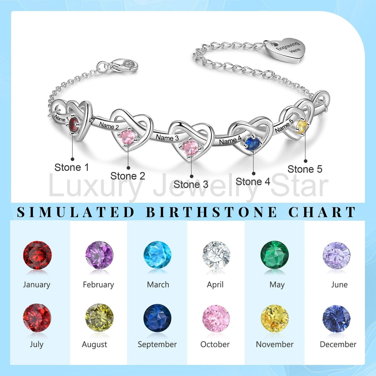 Custom Birthstone Heart Bracelet - image 11
