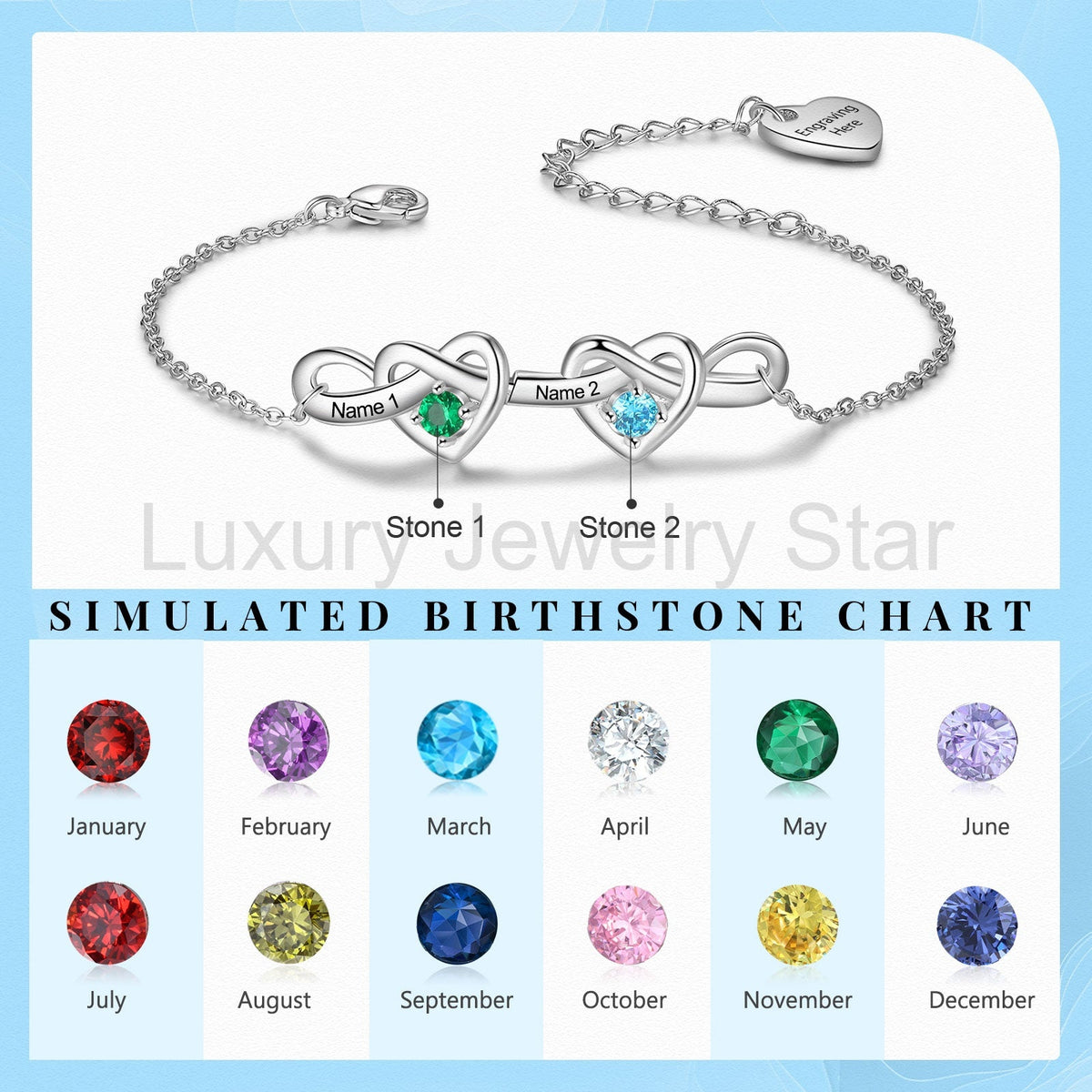 Custom Birthstone Heart Bracelet - image 2