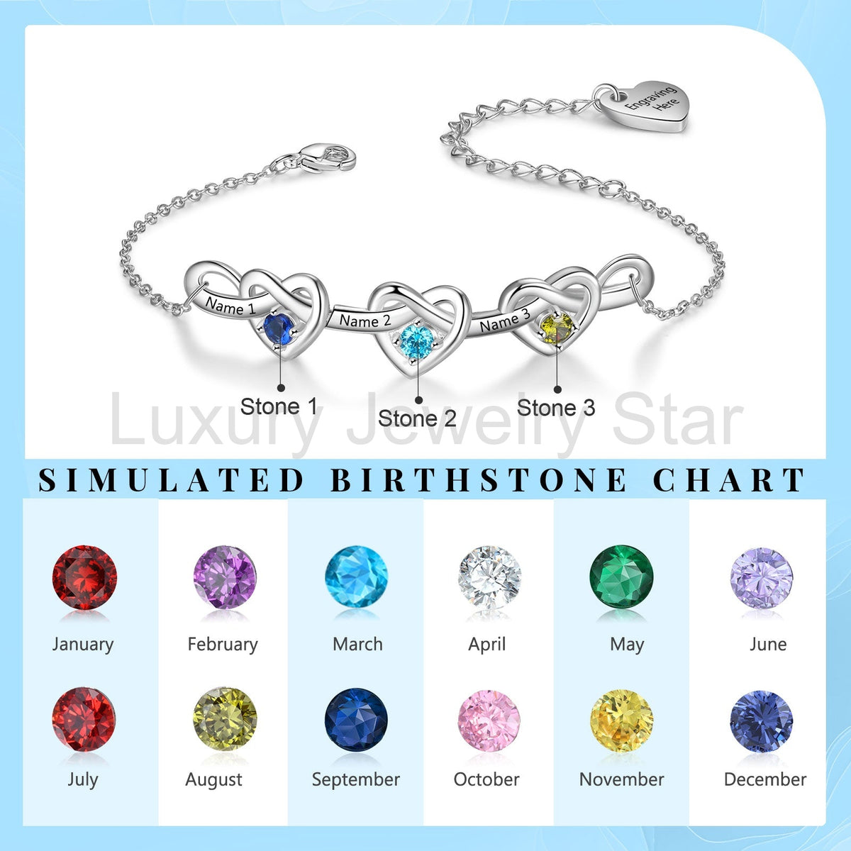 Custom Birthstone Heart Bracelet - image 9
