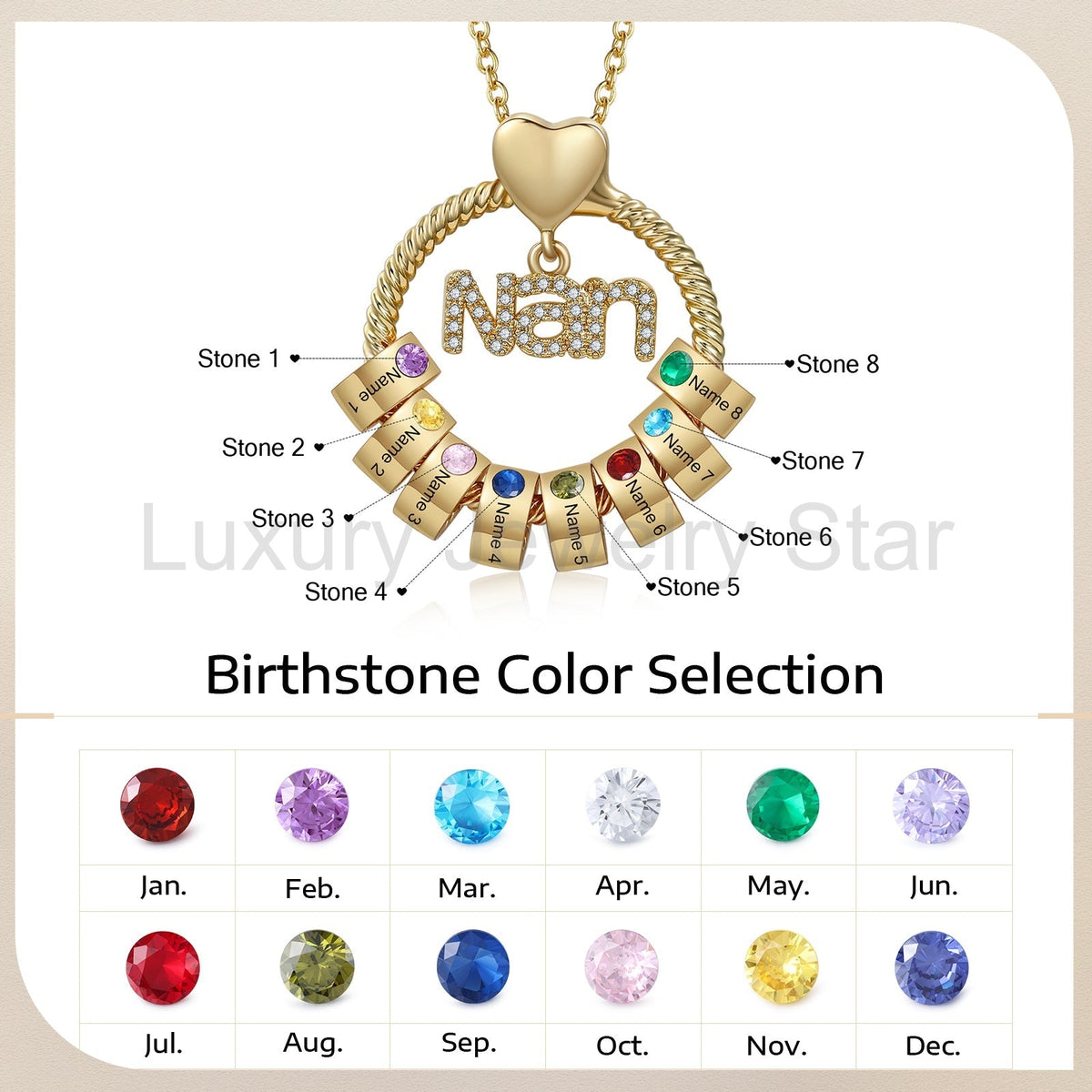 Custom Birthstone Round Necklace - image 24