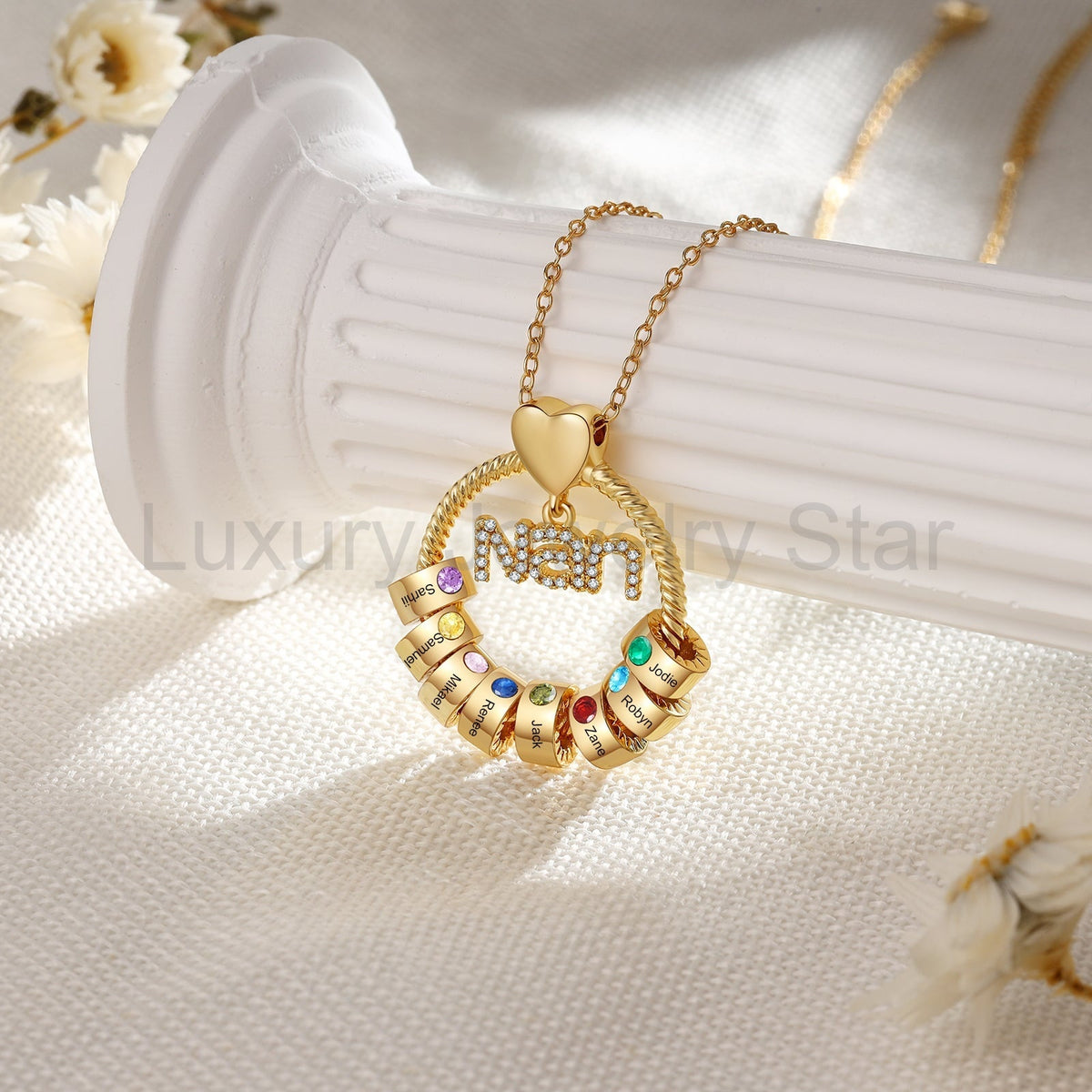 Custom Birthstone Round Necklace - image 4