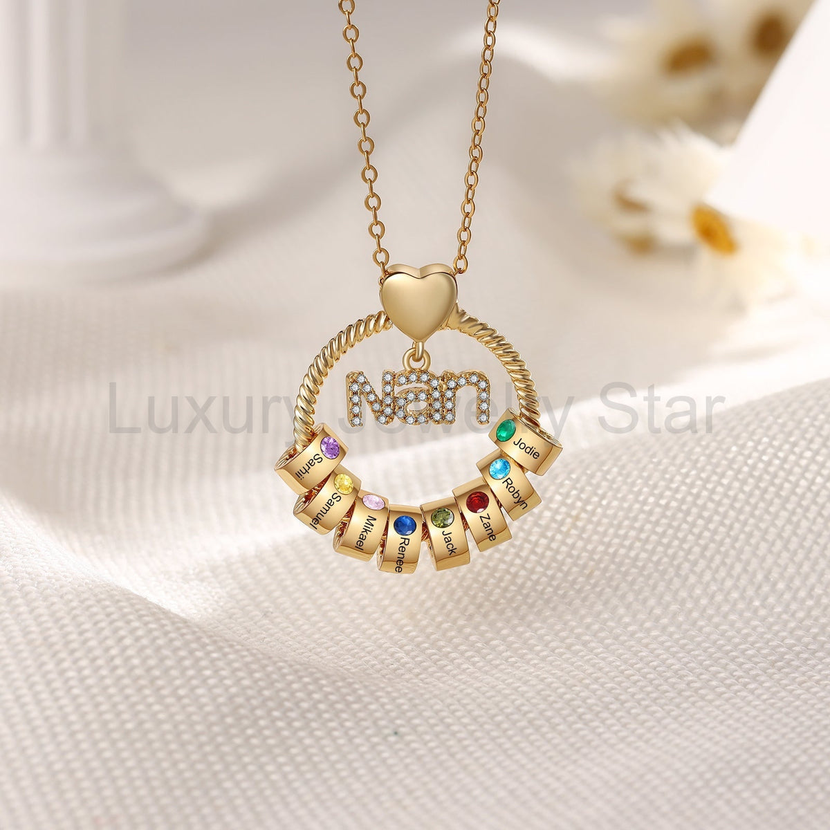 Custom Birthstone Round Necklace - image 5