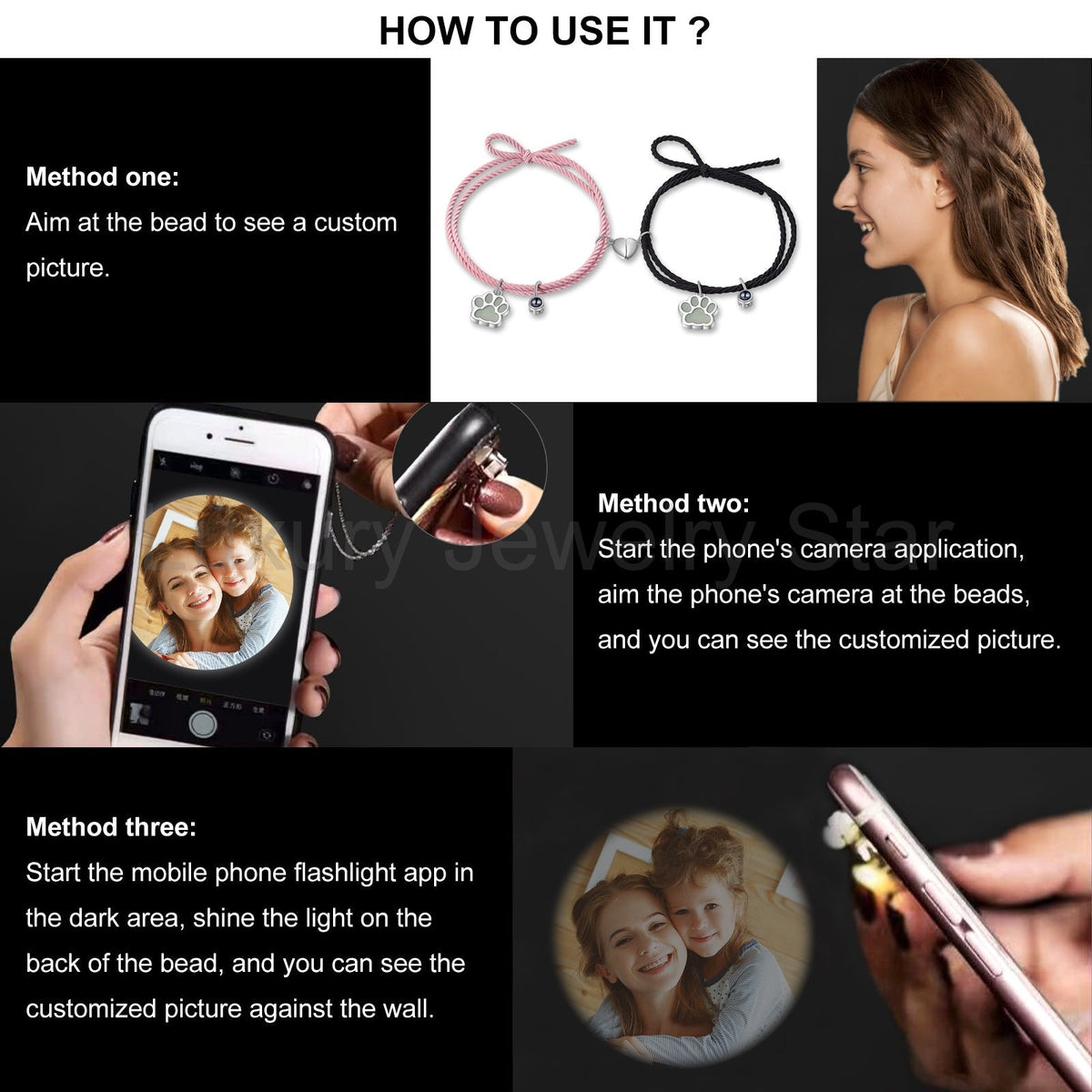 Custom Couple Luminous Projection Woven Bracelet - image 4