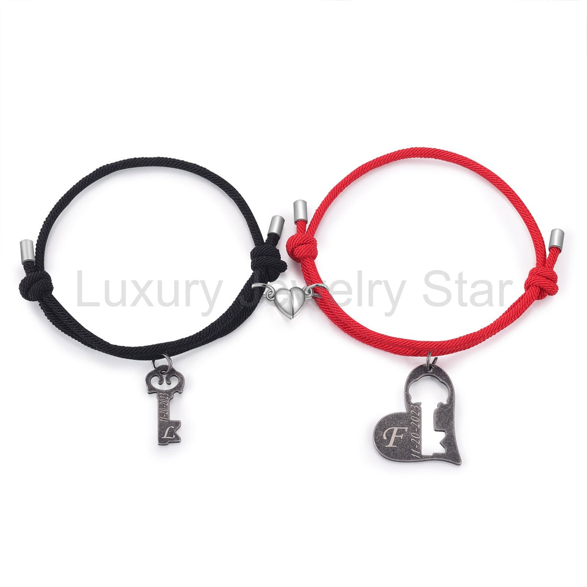 Custom Letter and Date Couple Bracelet