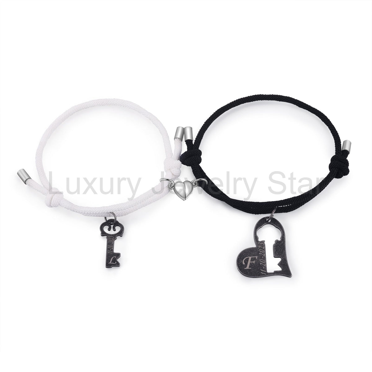 Custom Letter and Date Couple Bracelet - image 3