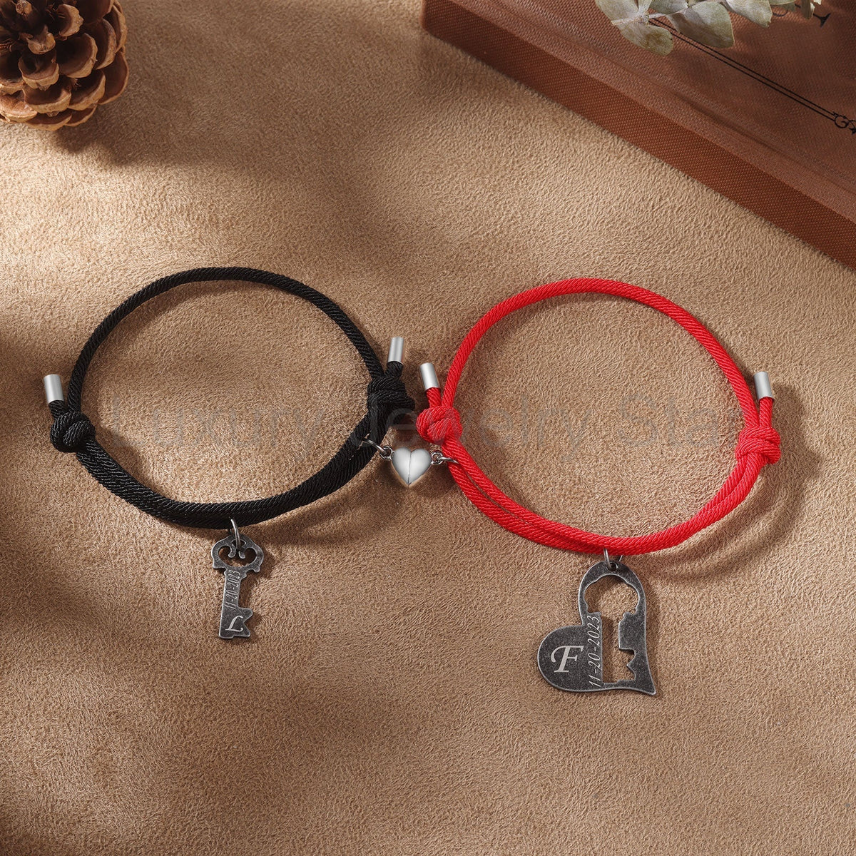 Custom Letter and Date Couple Bracelet - image 6