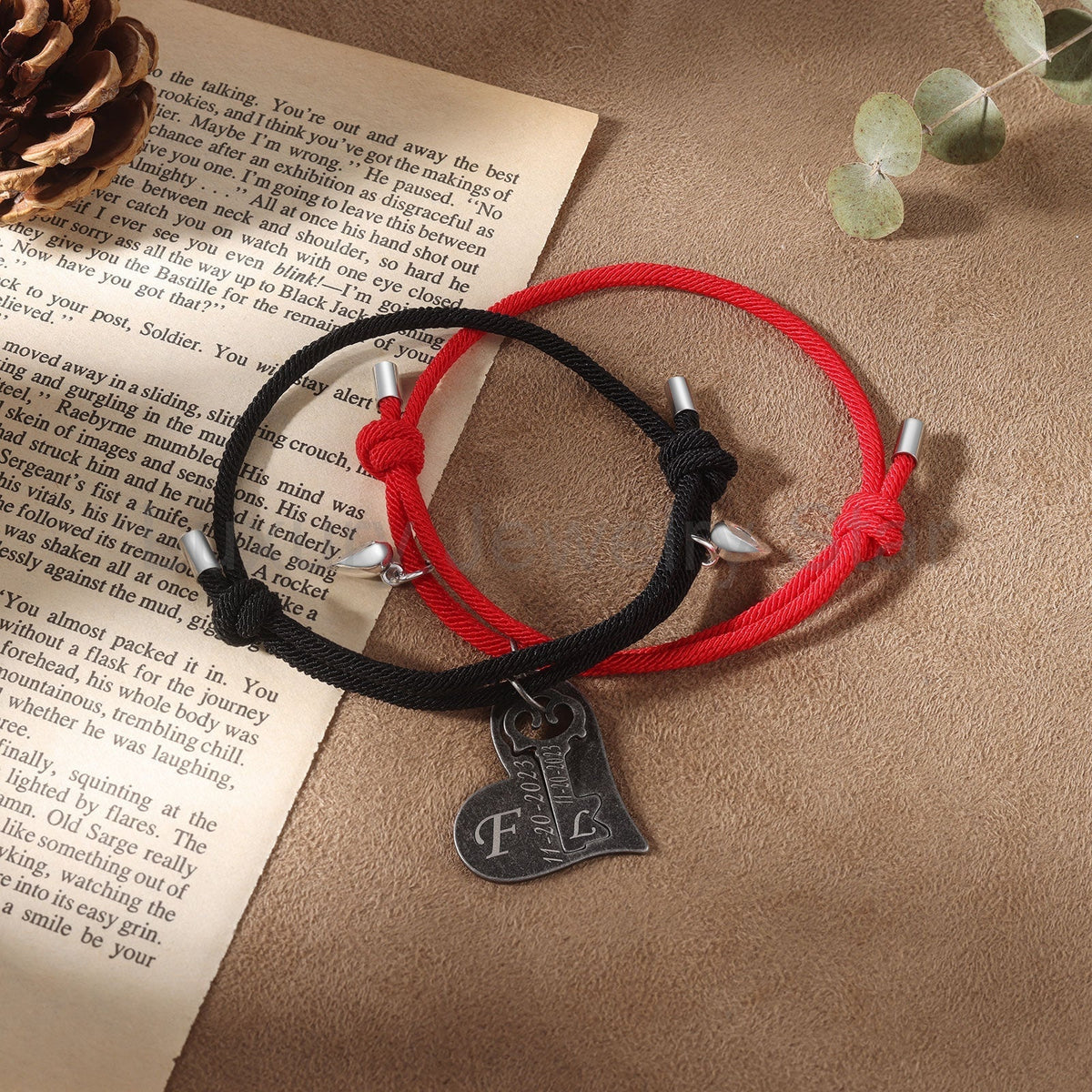 Custom Letter and Date Couple Bracelet - image 7