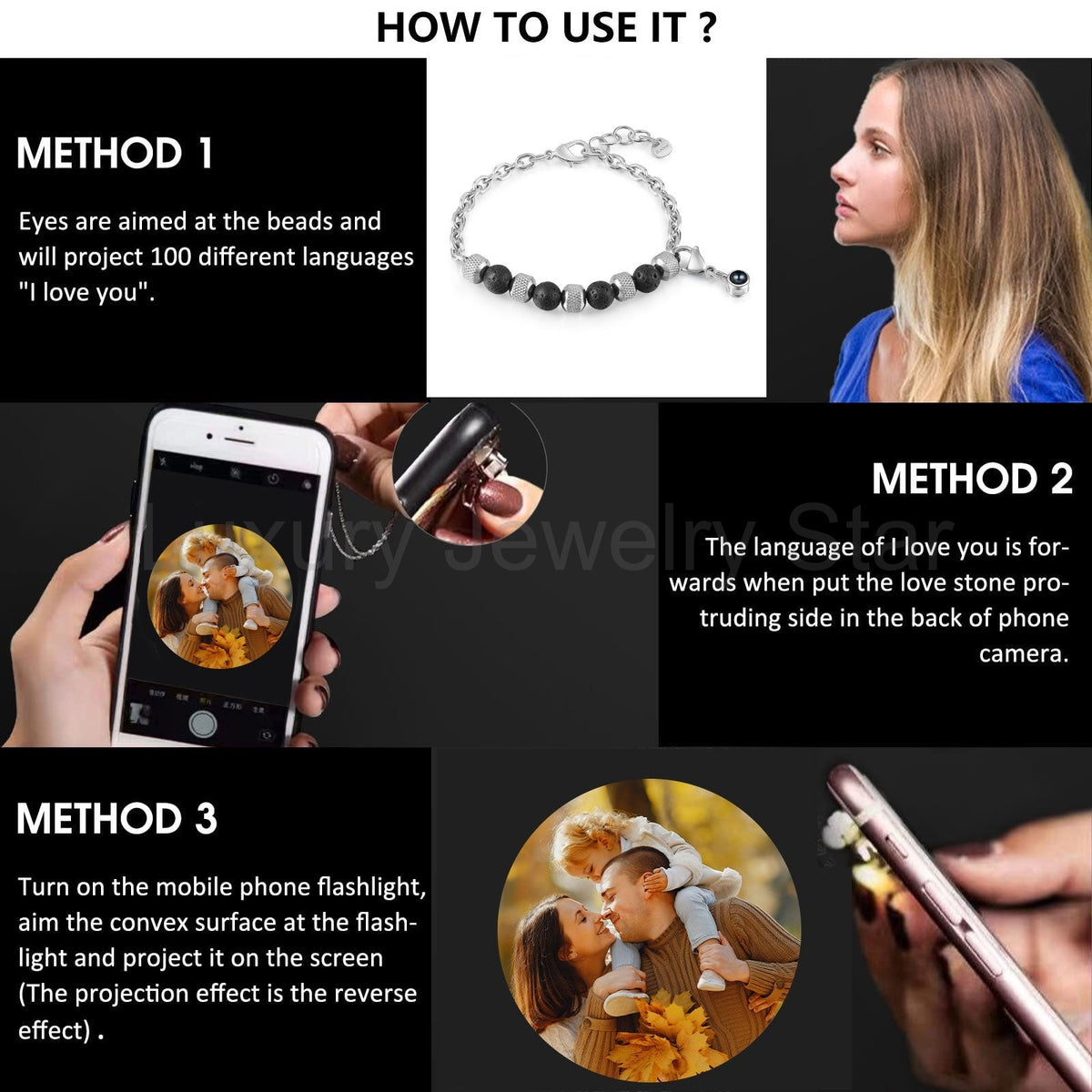 Custom Photo Projection Beaded Bracelet - image 5