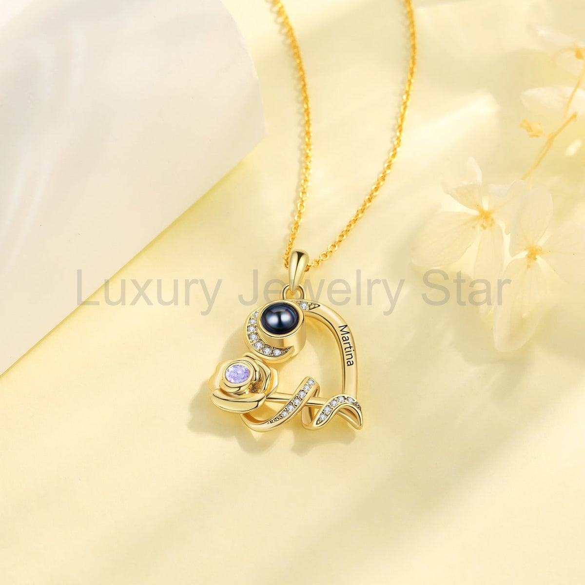 Custom Photo Projection Birthstone Necklace - image 4