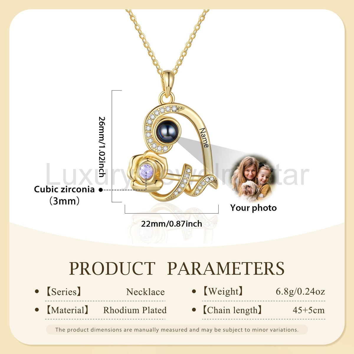 Custom Photo Projection Birthstone Necklace - image 5