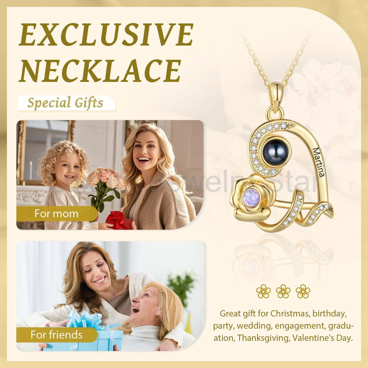 Custom Photo Projection Birthstone Necklace - image 6