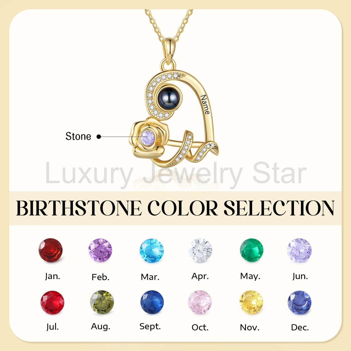 Custom Photo Projection Birthstone Necklace - image 7