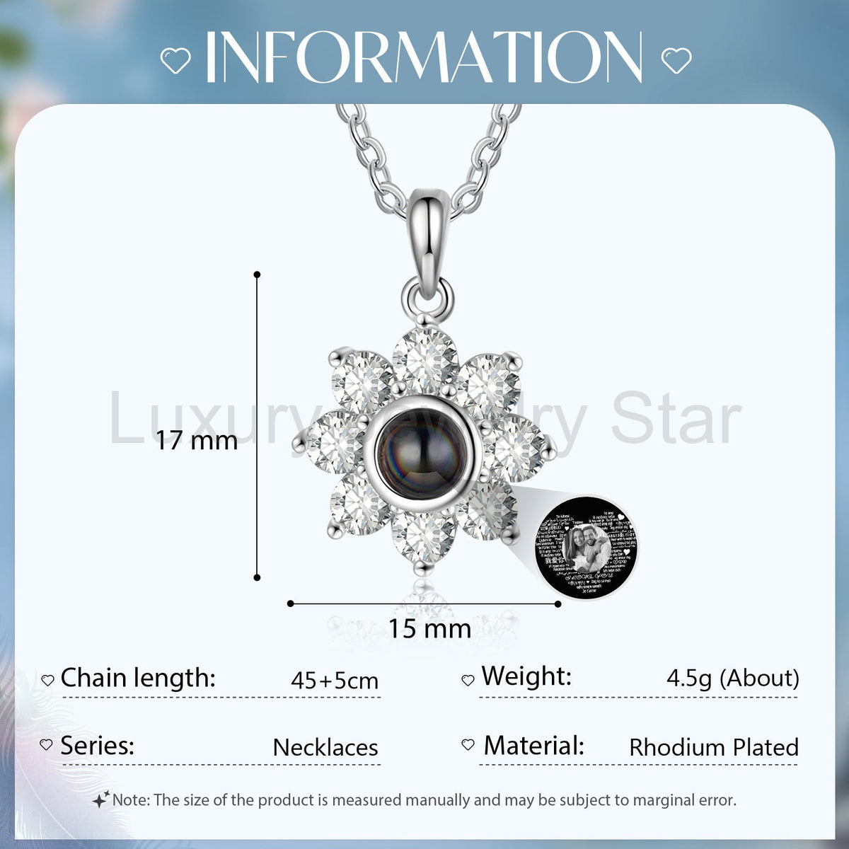Custom Photo Snowflake Projection Necklace - image 10