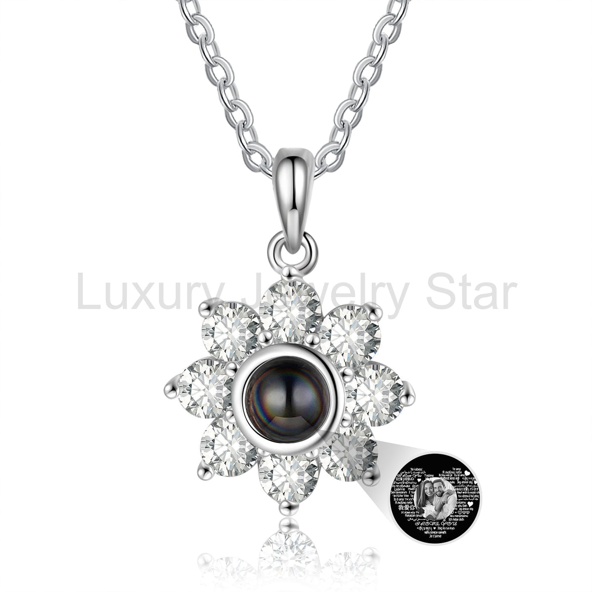 Custom Photo Snowflake Projection Necklace - image 3