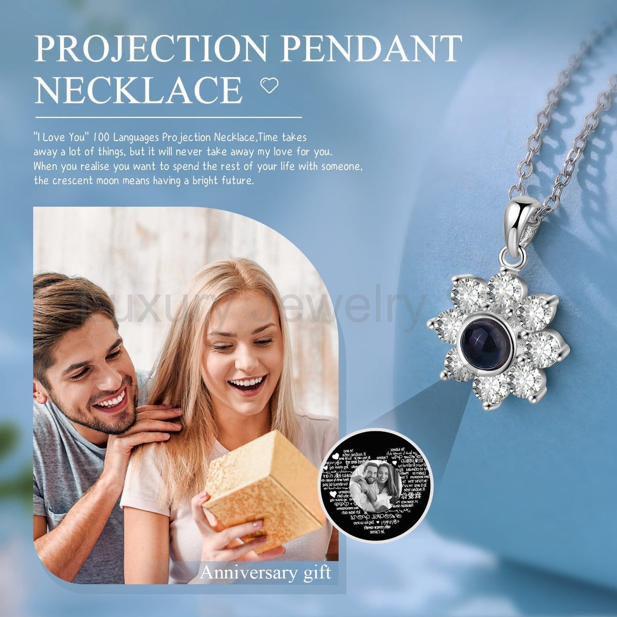 Custom Photo Snowflake Projection Necklace - image 6