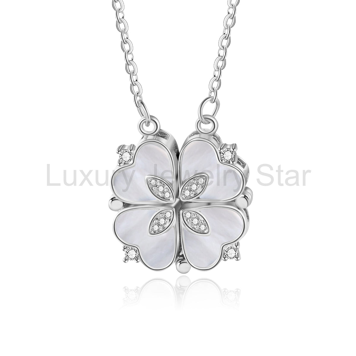 Four Leaf Clover Heart Necklace