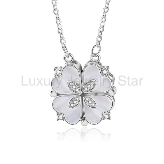 Four Leaf Clover Heart Necklace