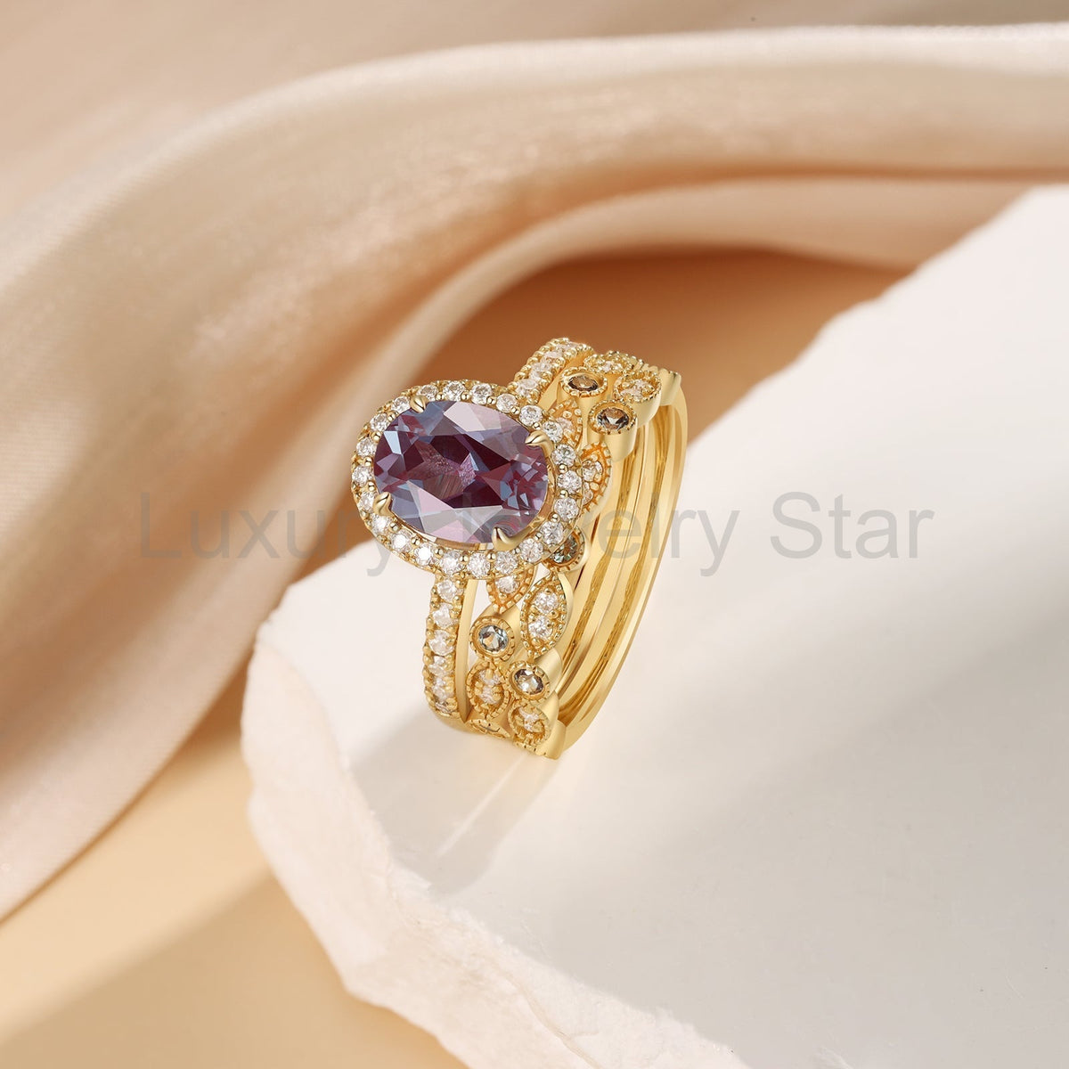 K Gold Natural Alexandrite Ring - image 5