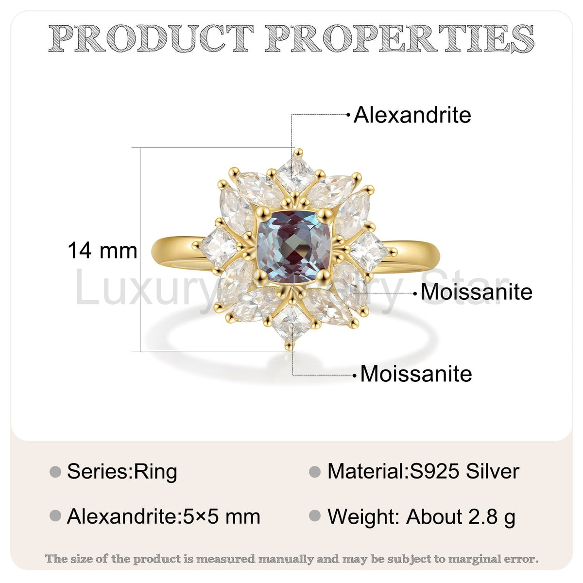 K Gold Natural Alexandrite Ring - image 6