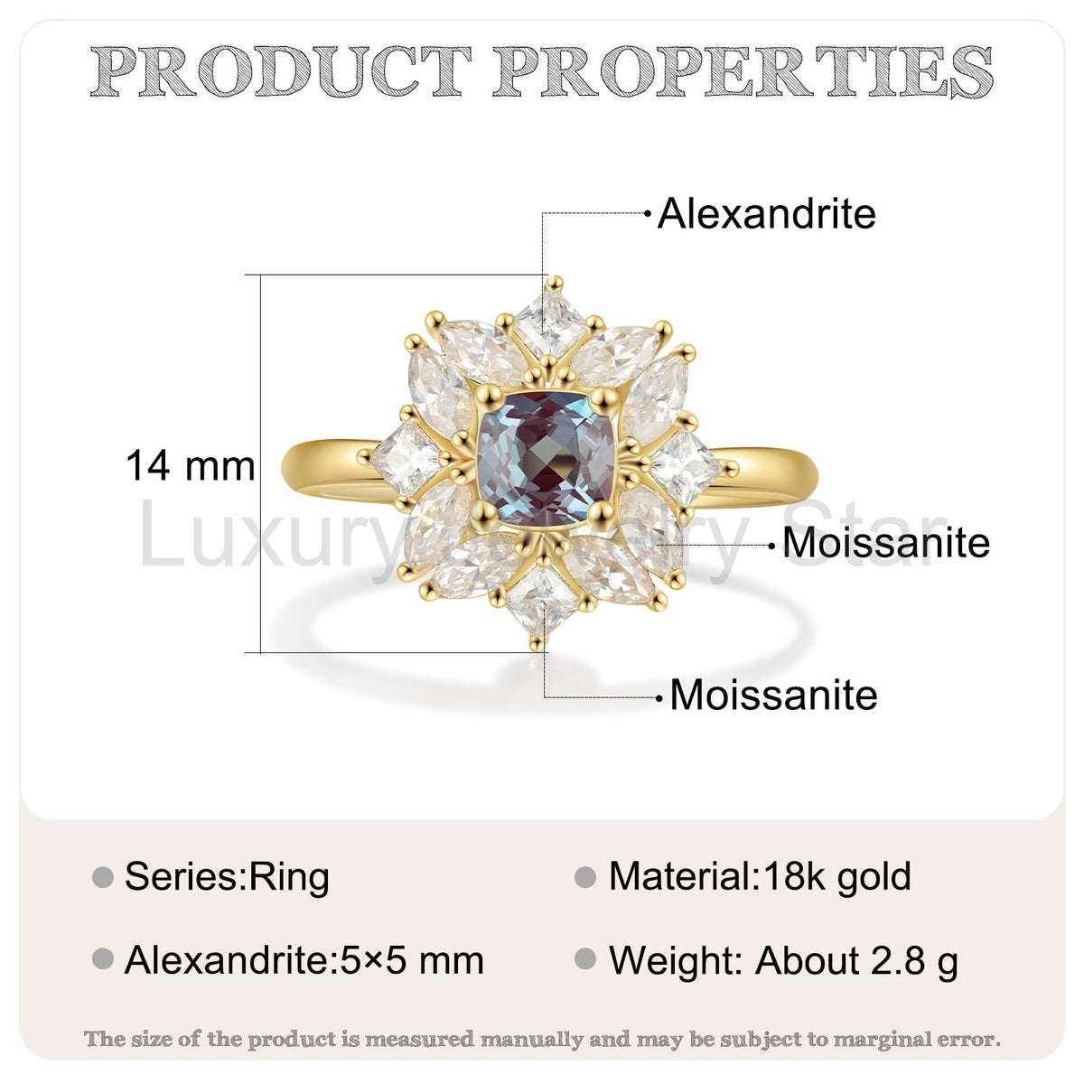 K Gold Natural Alexandrite Ring - image 8