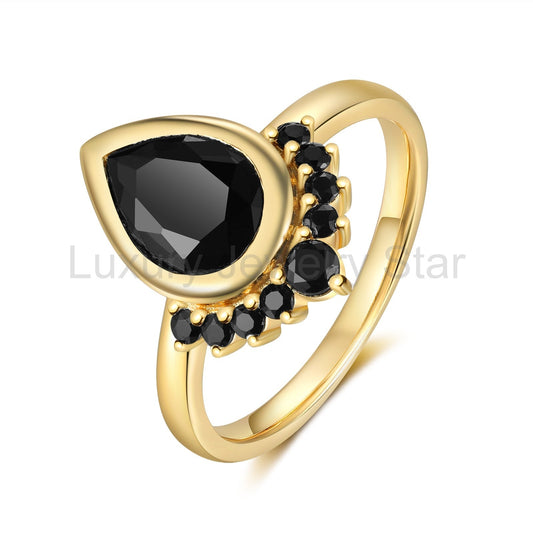 K Gold Natural Black Onyx Ring