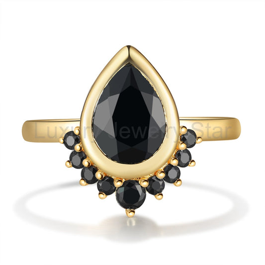 K Gold Natural Black Onyx Ring - image 2