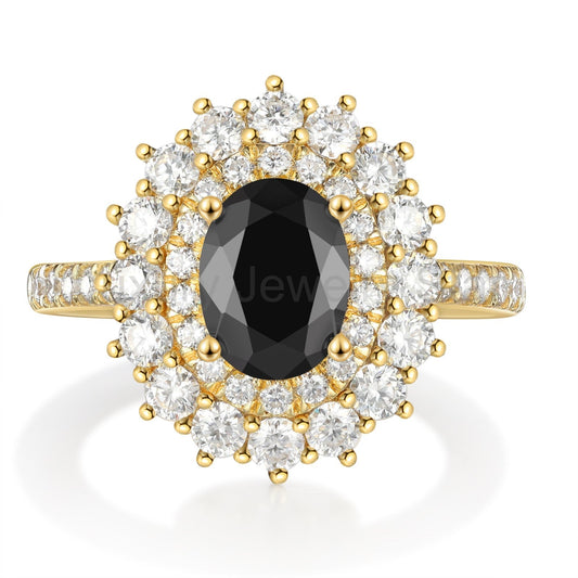 K Gold Natural Black Spinel Ring - image 2