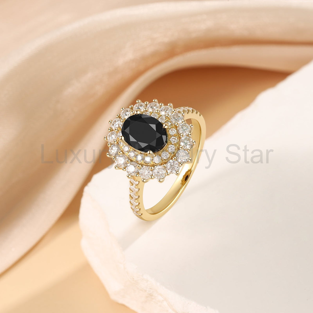 K Gold Natural Black Spinel Ring - image 4