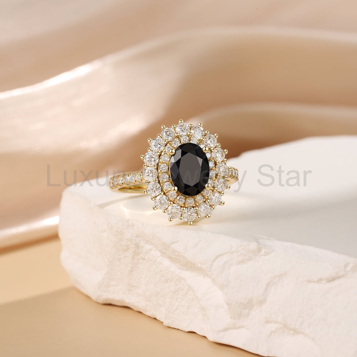 K Gold Natural Black Spinel Ring - image 5