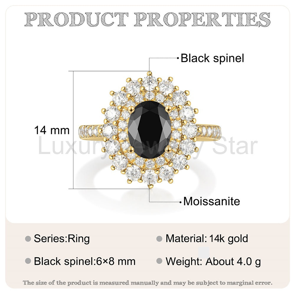 K Gold Natural Black Spinel Ring - image 7