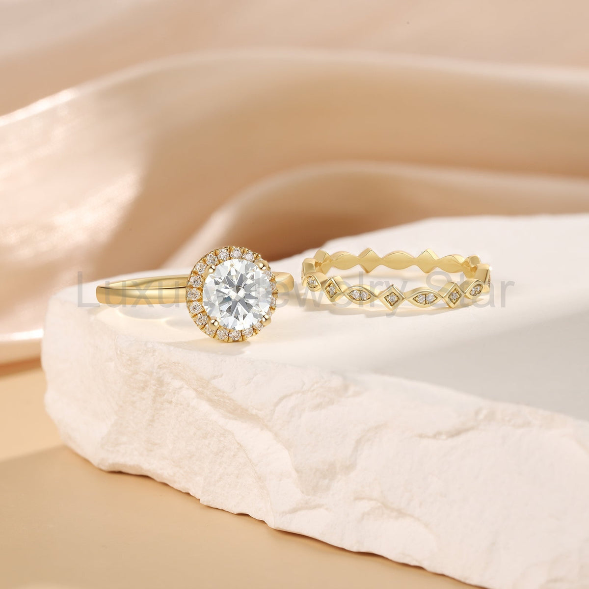 K Gold Natural Moissanite Ring - image 4