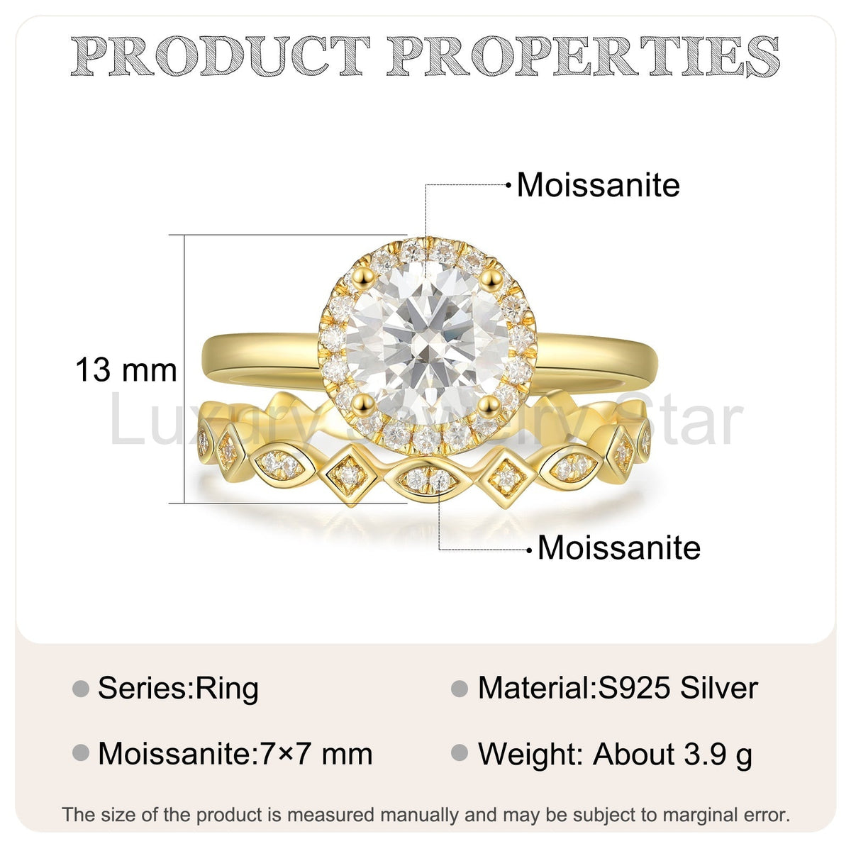 K Gold Natural Moissanite Ring - image 6