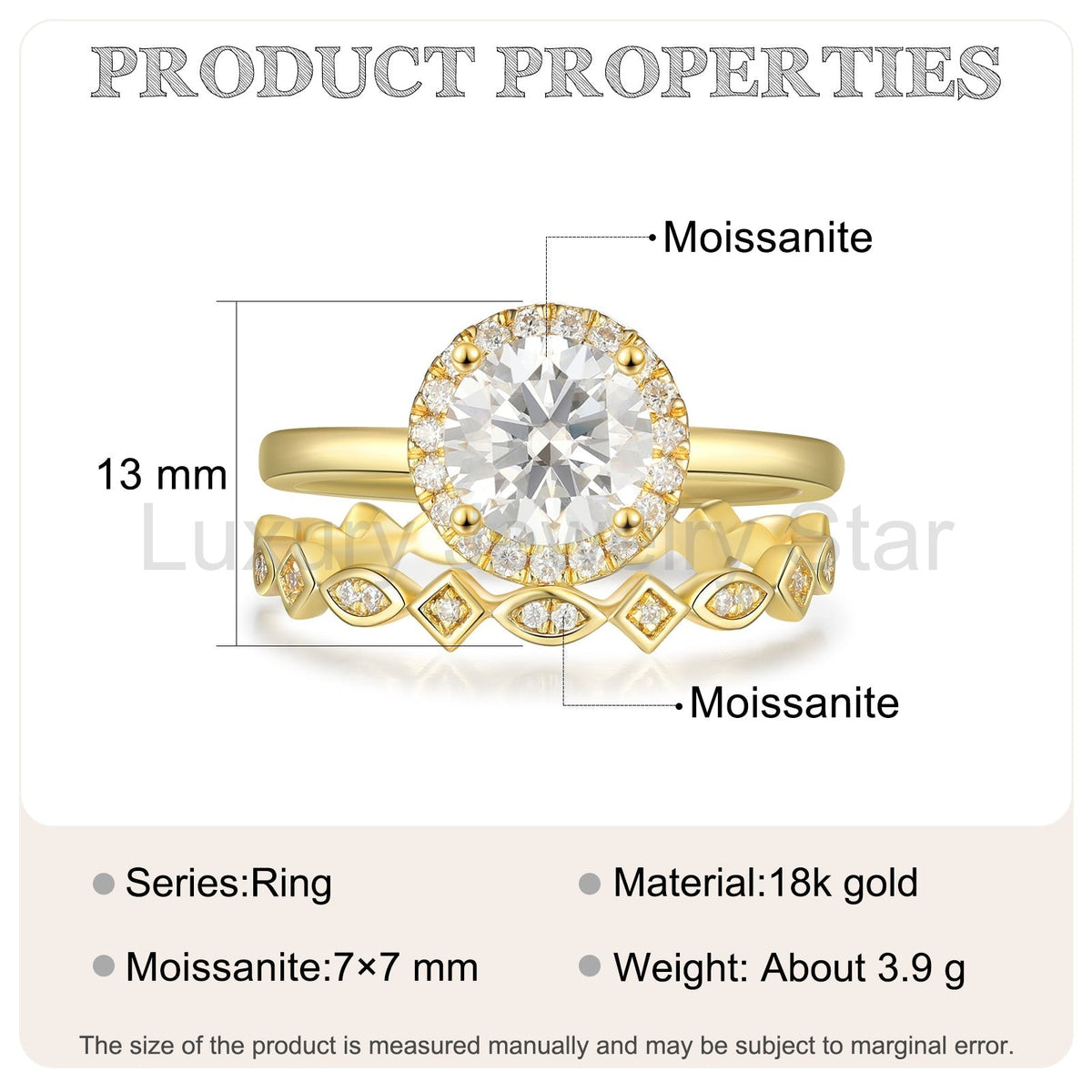 K Gold Natural Moissanite Ring - image 7