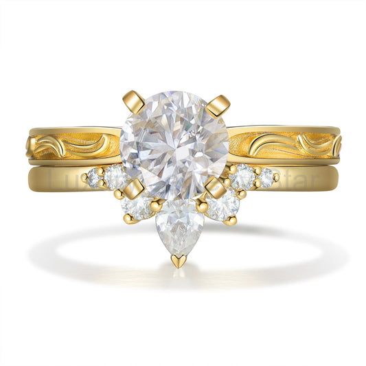K Gold Natural Moissanite Ring - image 2