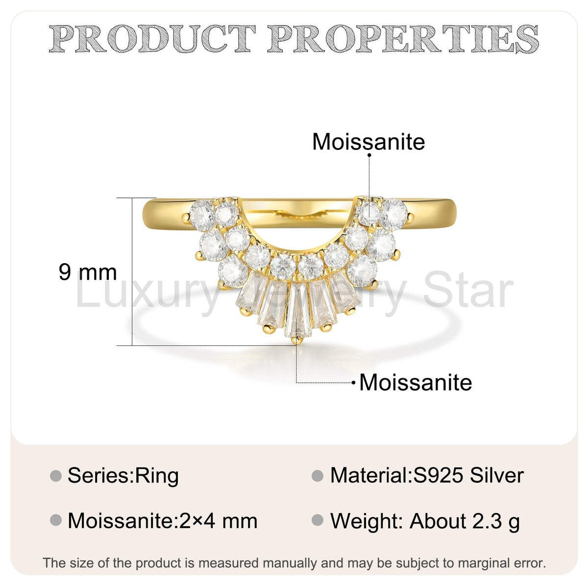 K Gold Natural Moissanite Ring - image 3