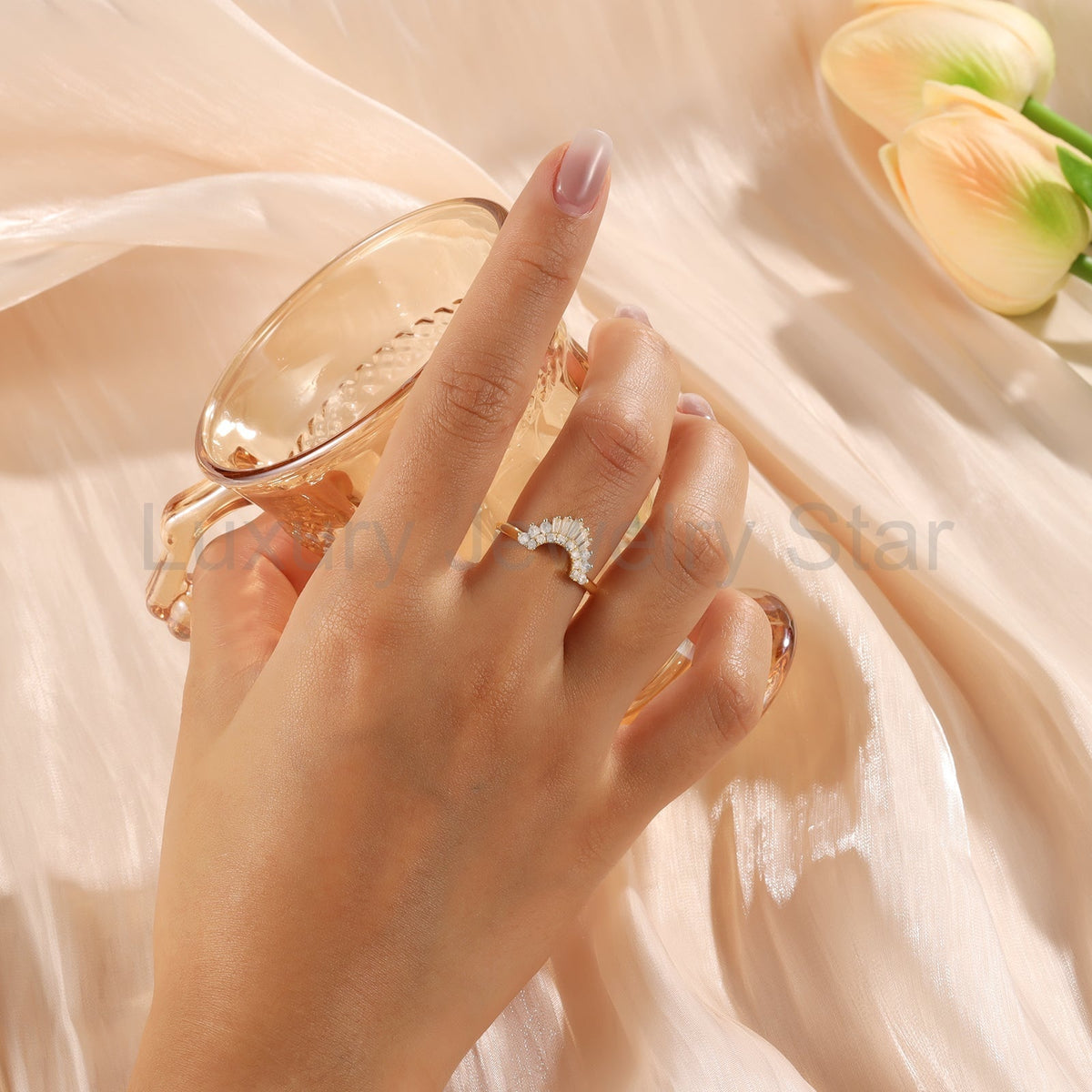 K Gold Natural Moissanite Ring - image 4