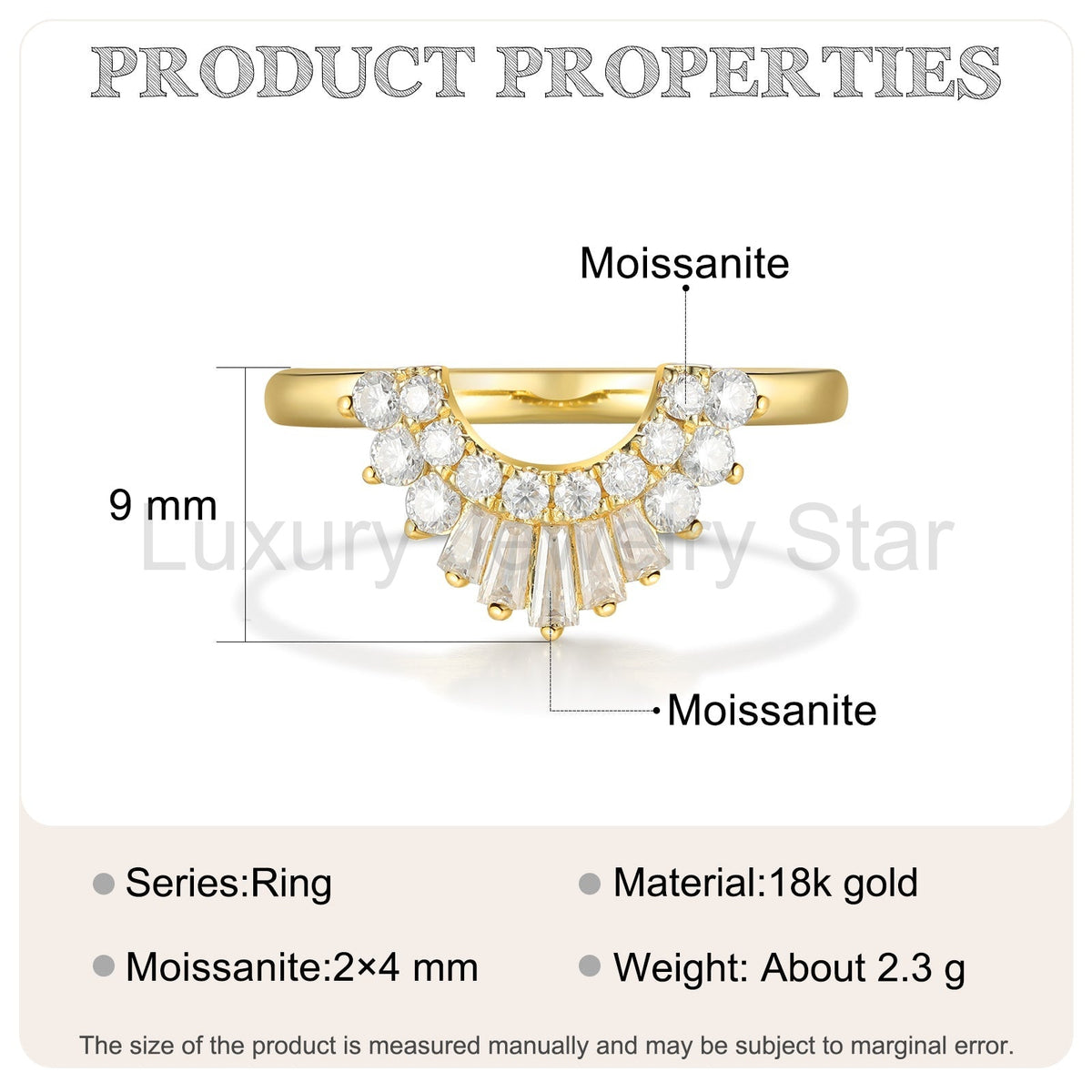 K Gold Natural Moissanite Ring - image 7