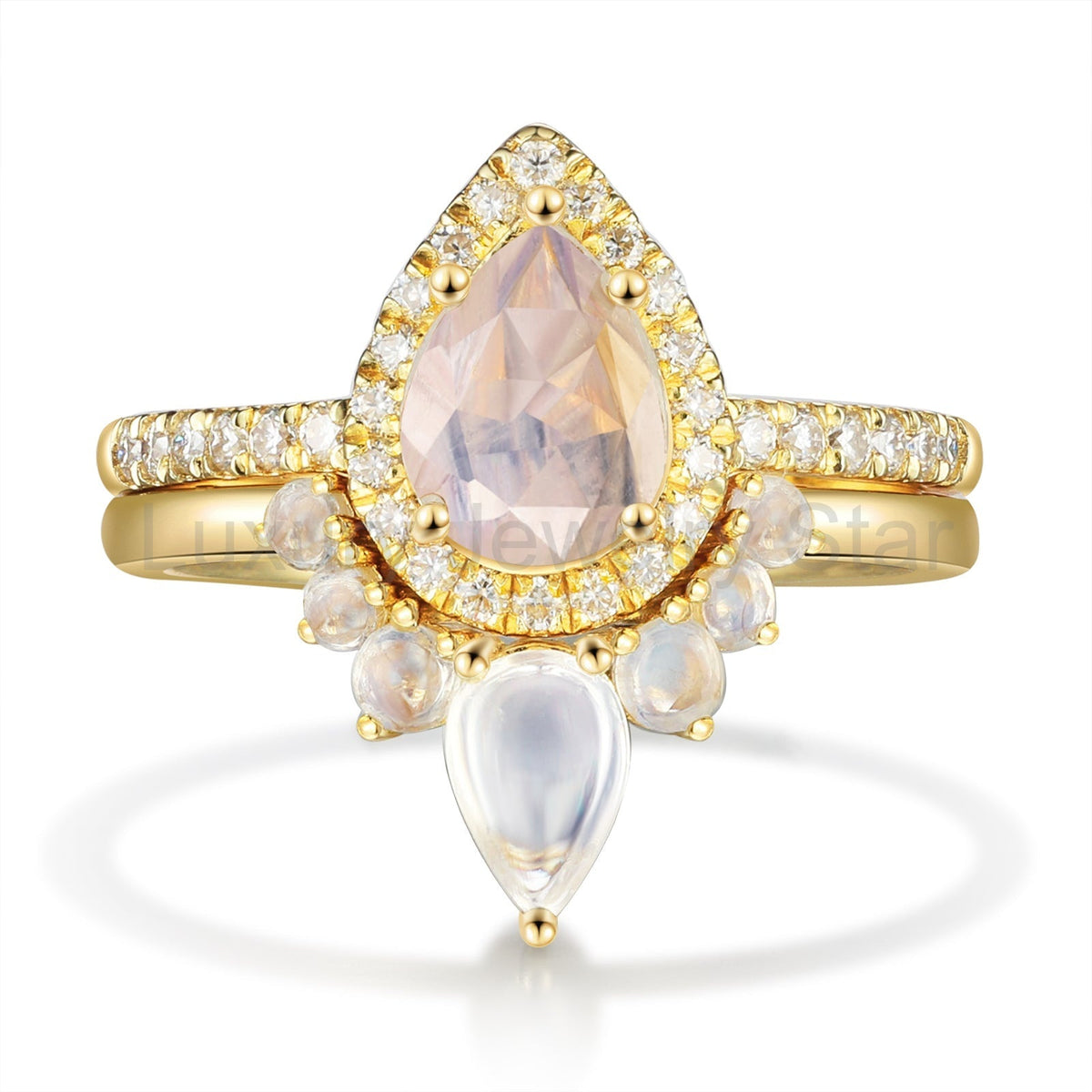 K Gold Natural Moonstone Ring - image 2