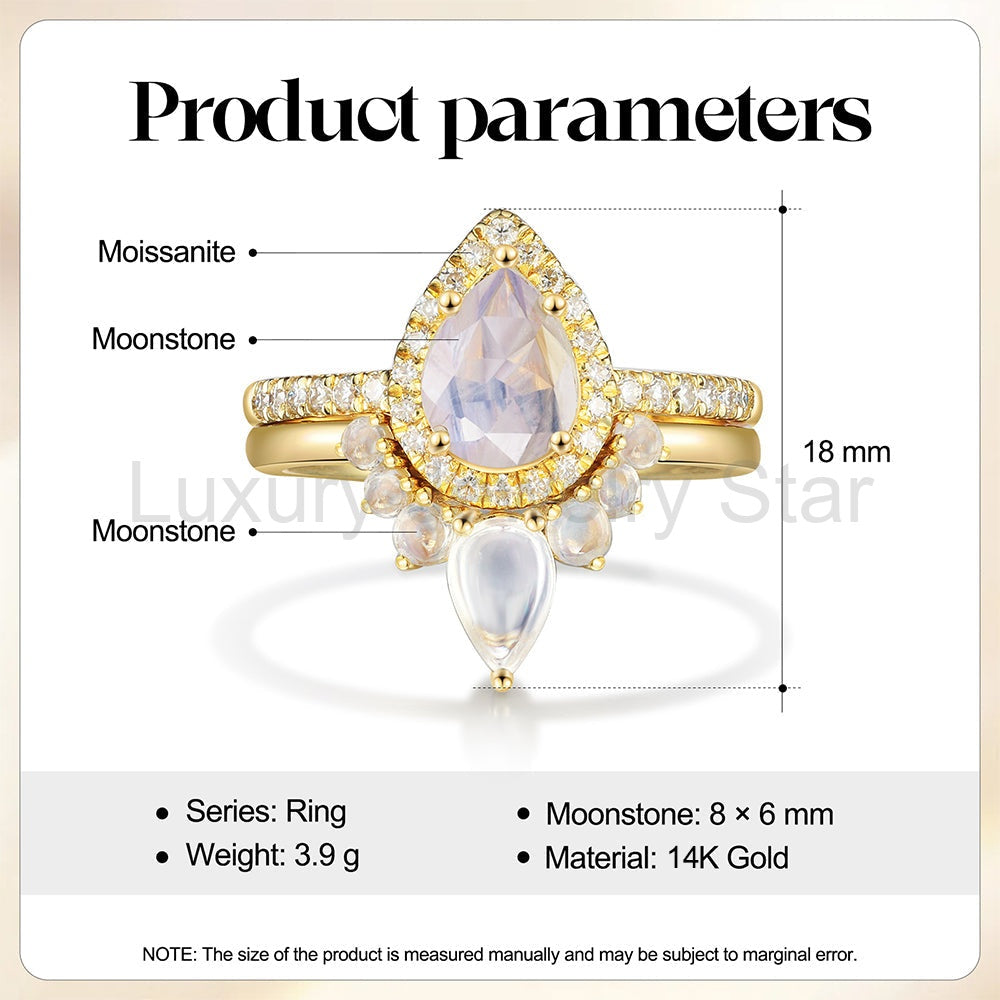 K Gold Natural Moonstone Ring - image 3
