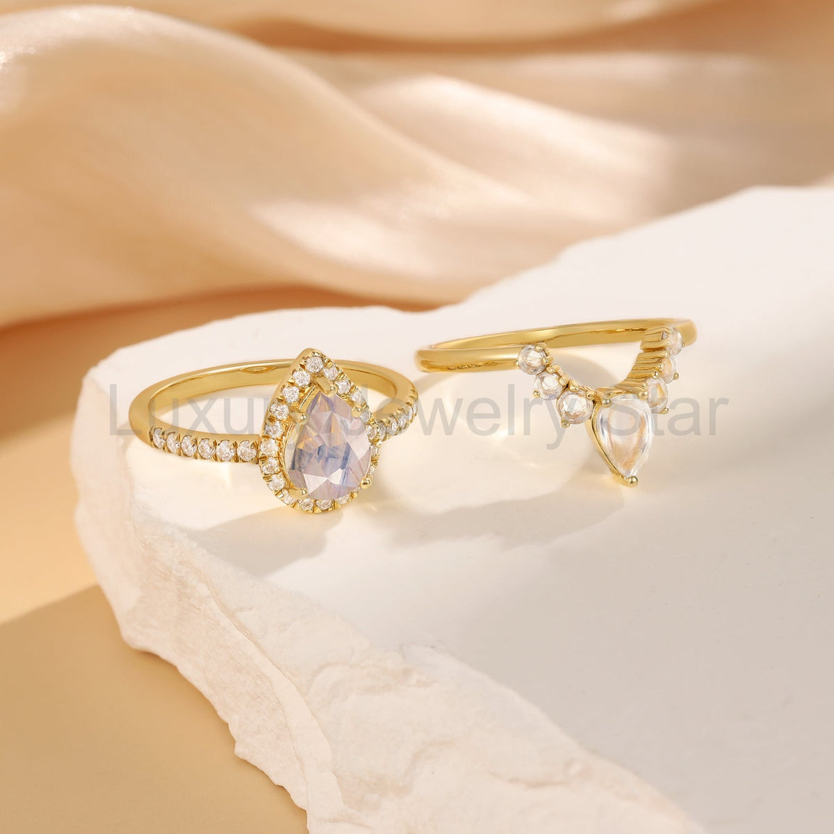 K Gold Natural Moonstone Ring - image 6