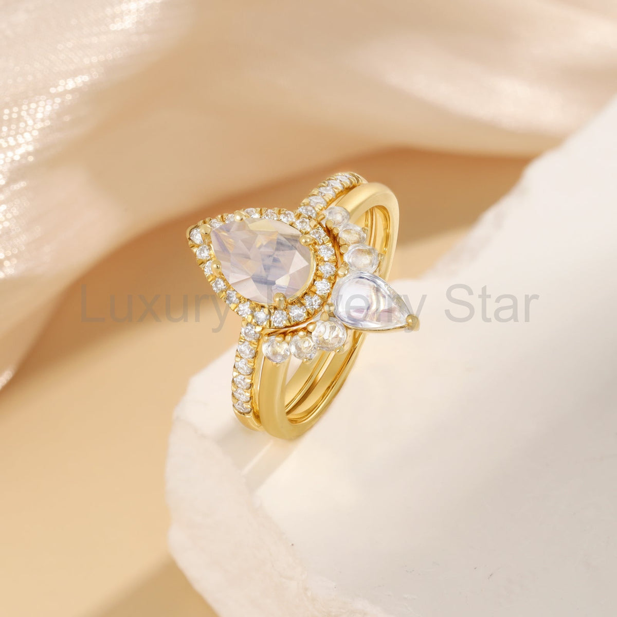 K Gold Natural Moonstone Ring - image 7