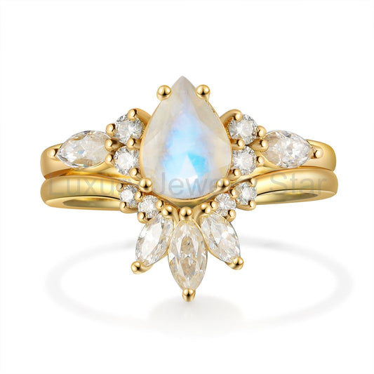 K Gold Natural Moonstone Ring - image 2