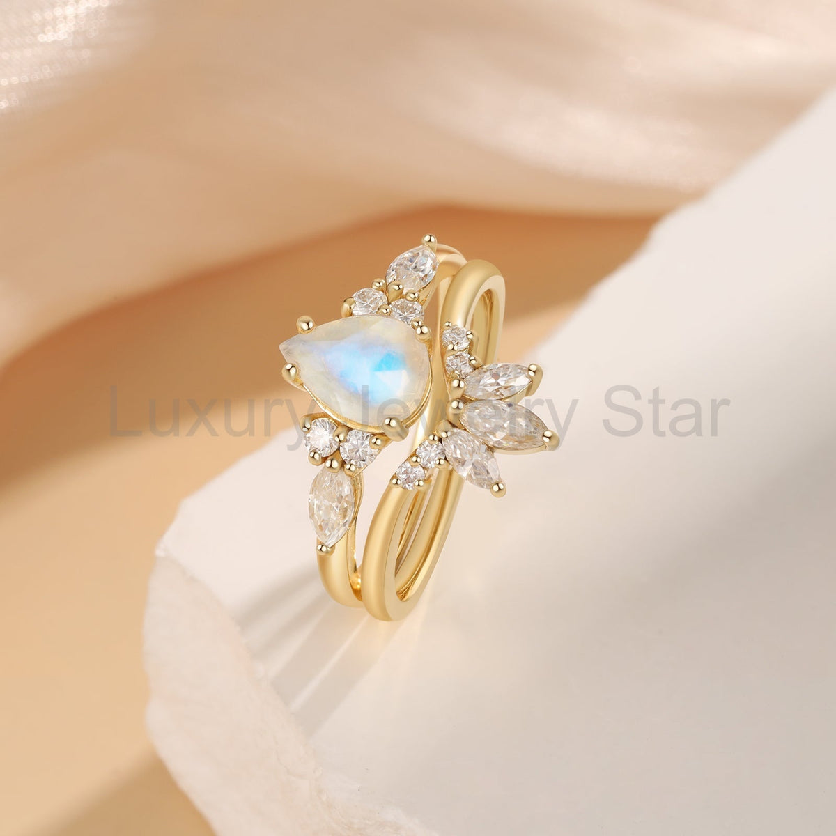 K Gold Natural Moonstone Ring - image 6