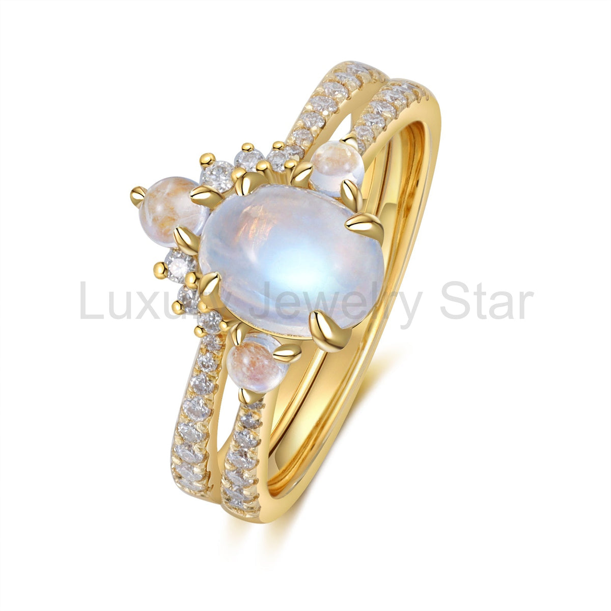 K Gold Natural Moonstone Ring