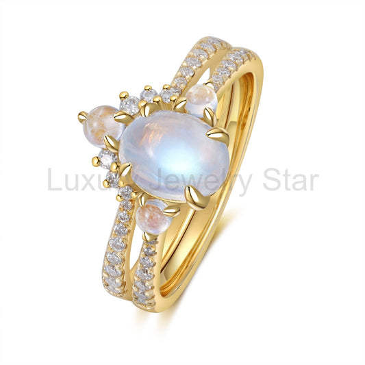 K Gold Natural Moonstone Ring