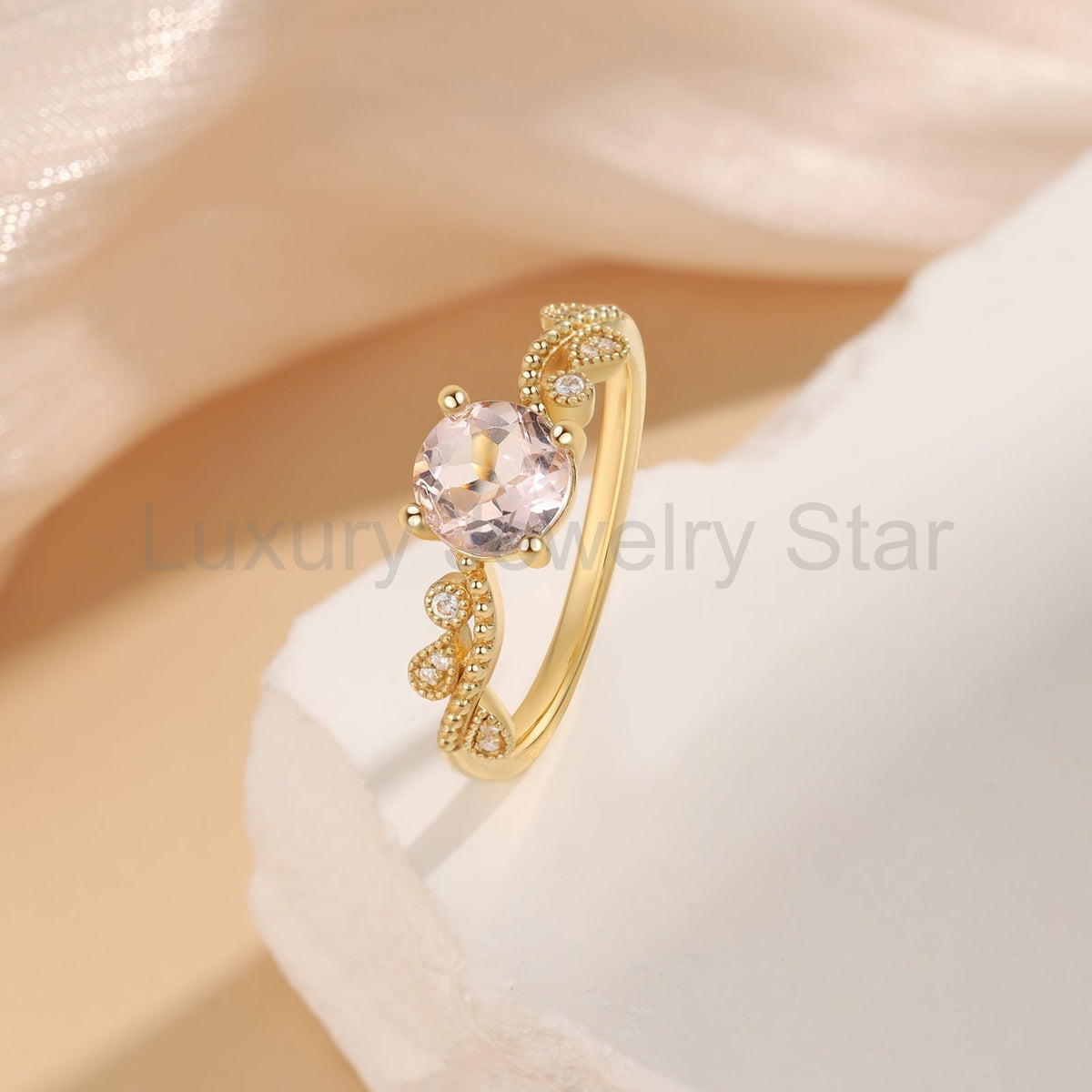 K Gold Natural Morganite Ring - image 5