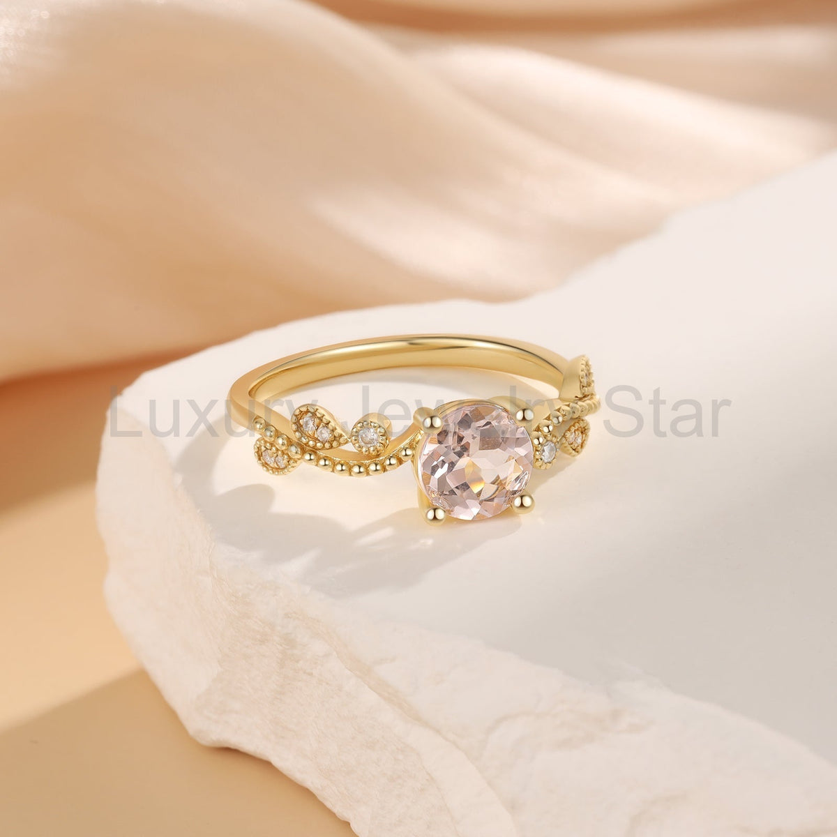 K Gold Natural Morganite Ring - image 6