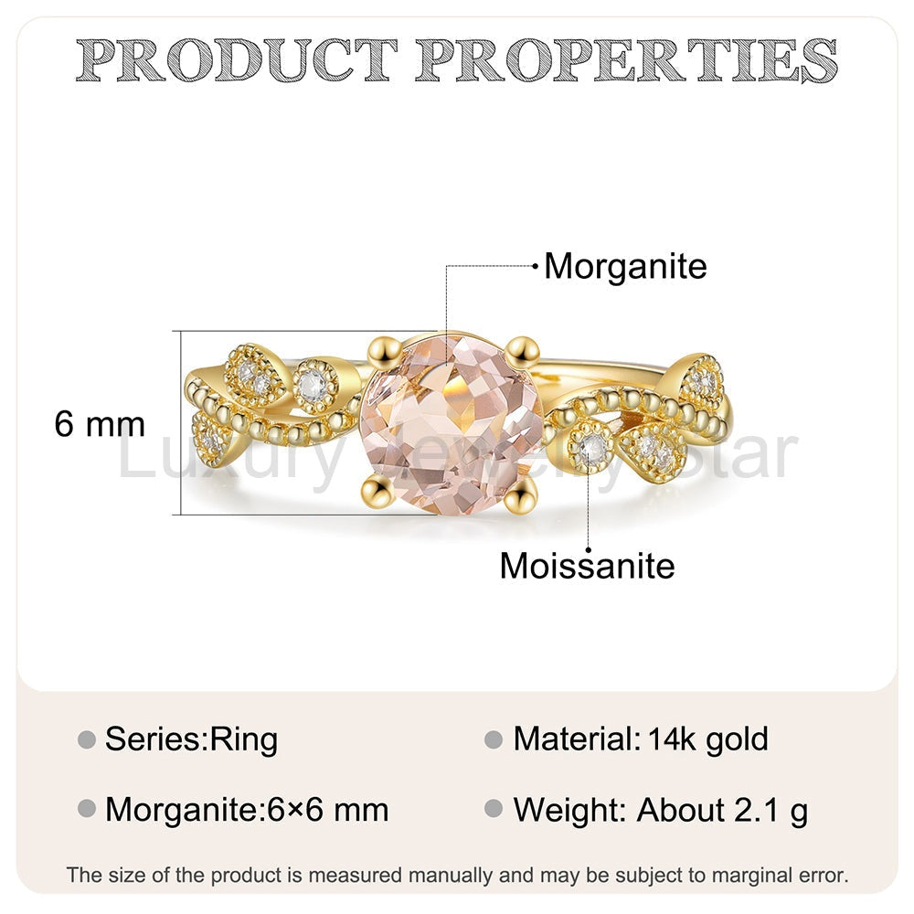 K Gold Natural Morganite Ring - image 8