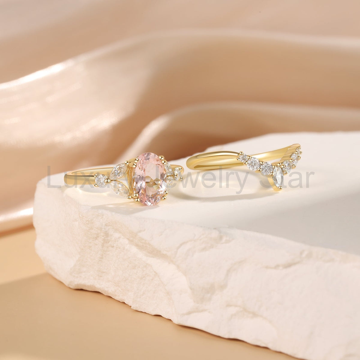 K Gold Natural Morganite Ring - image 5